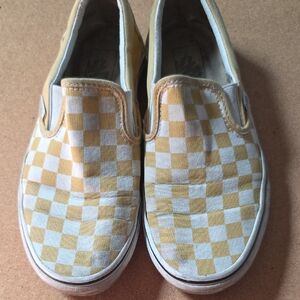 VANS Yellow and White Checkered Slip-on